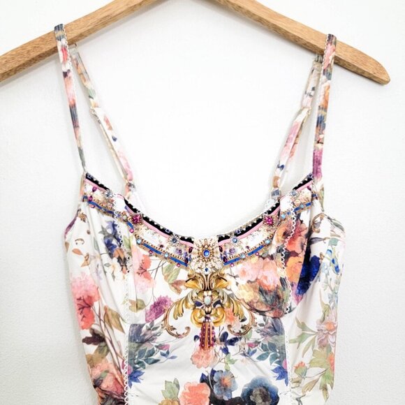 Camilla Rouched Side Onepiece Swimsuit in Friends with Frescos Small - Picture 5 of 12